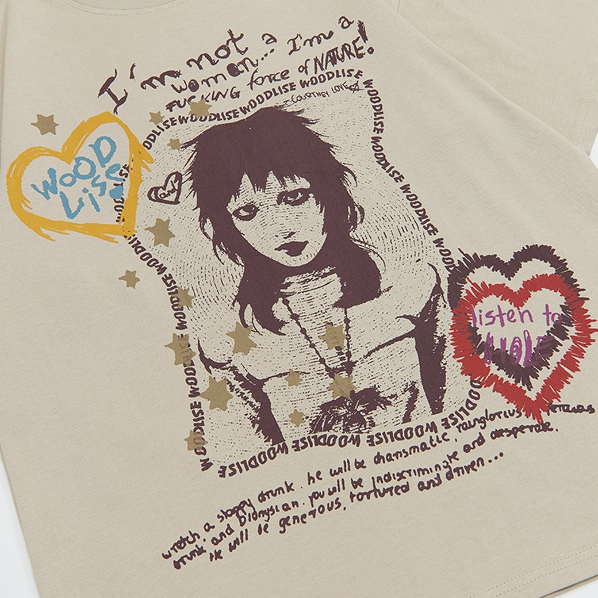 90s West Coast Hip Hop Fashion T Shirts Punk Rock Girl Printed Short Sleeve T-Shirt