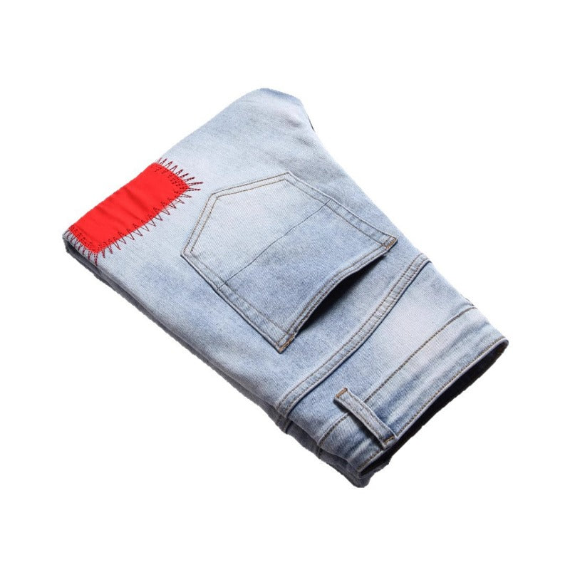 1990 Fashion Jeans Embroidered Jeans Blue Trousers