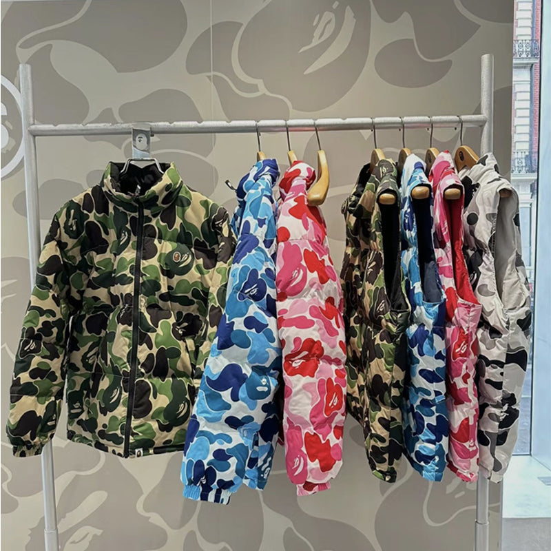 Ape Coat Double-Sided Camouflage Zipper Cotton-Padded Coat