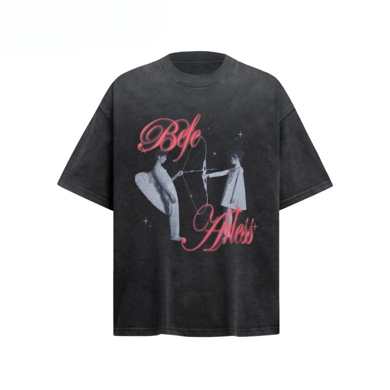 80s And 90s Vintage T Shirts Vintage Wash Make Old Angel Short Sleeve T-Shirts