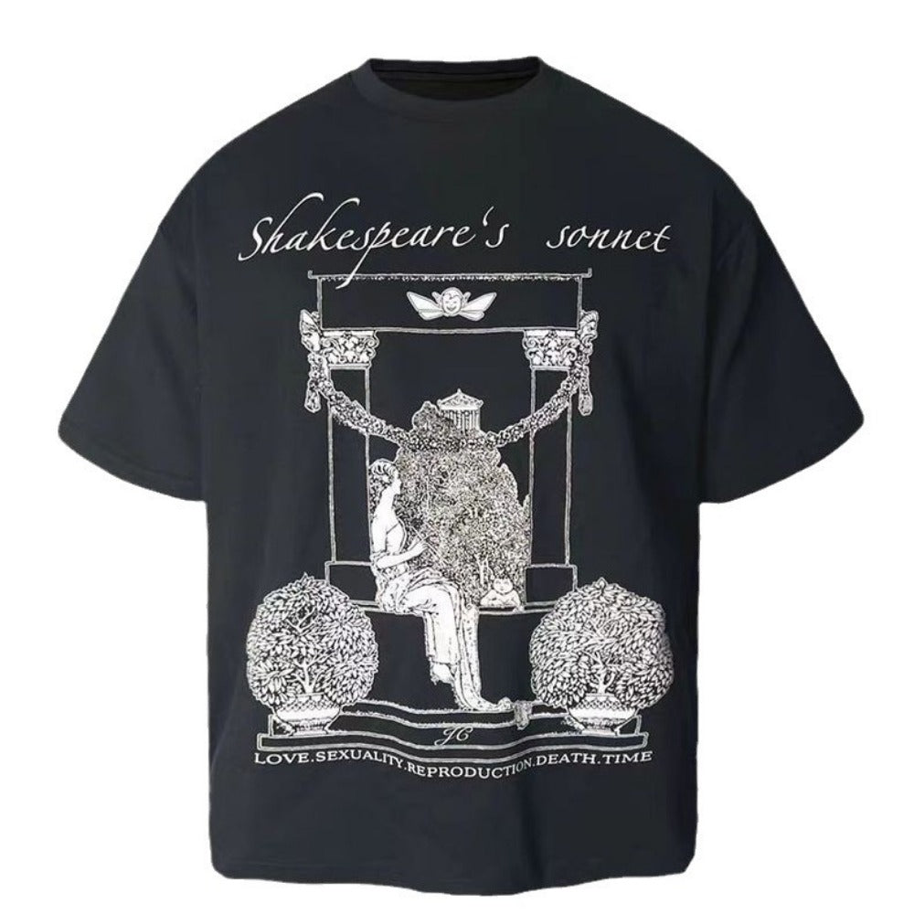 Streetwear Eua t shirt Shakespeare poetry island cleanfit summer short sleeve t-shirt