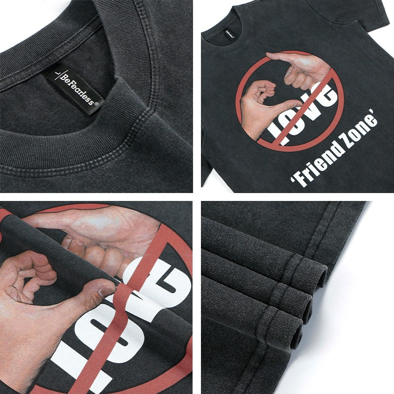 80s And 90s Vintage T Shirts Summer Vintage Washing Old Prohibited Spoofing Short Sleeve T-Shirts