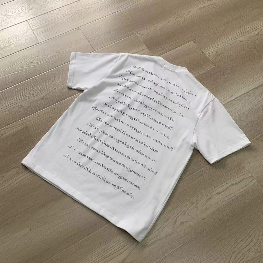 Streetwear Eua t shirt Shakespeare poetry island cleanfit summer short sleeve t-shirt