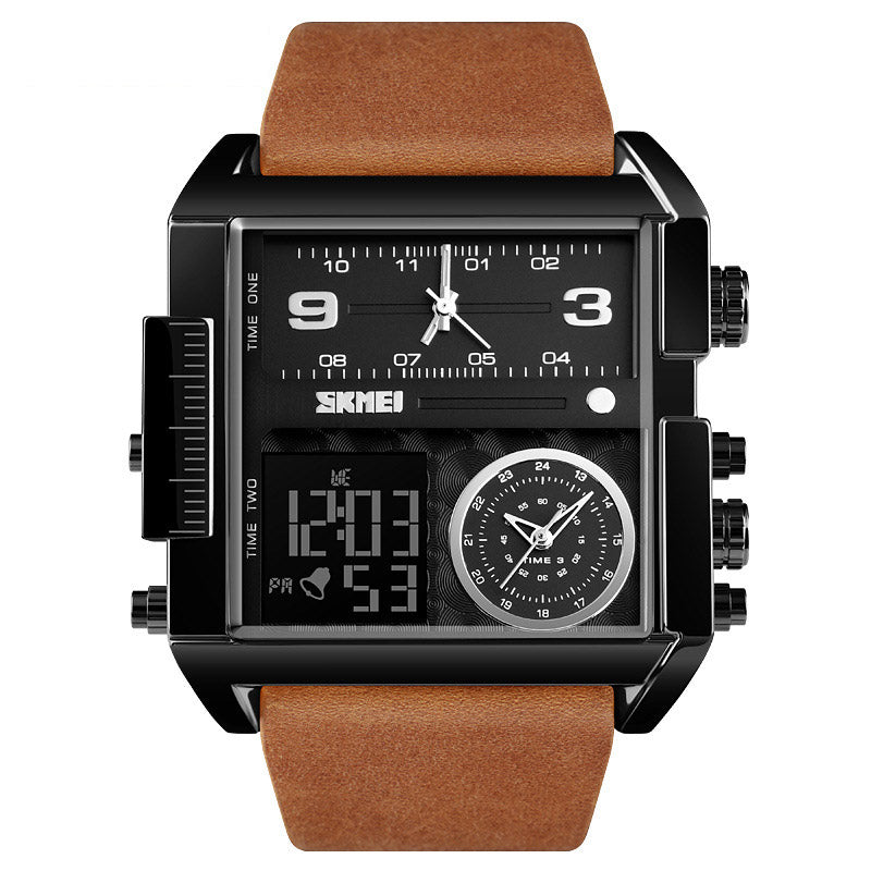 Analog-Digital Watch Square Men's Business Electronic Watch