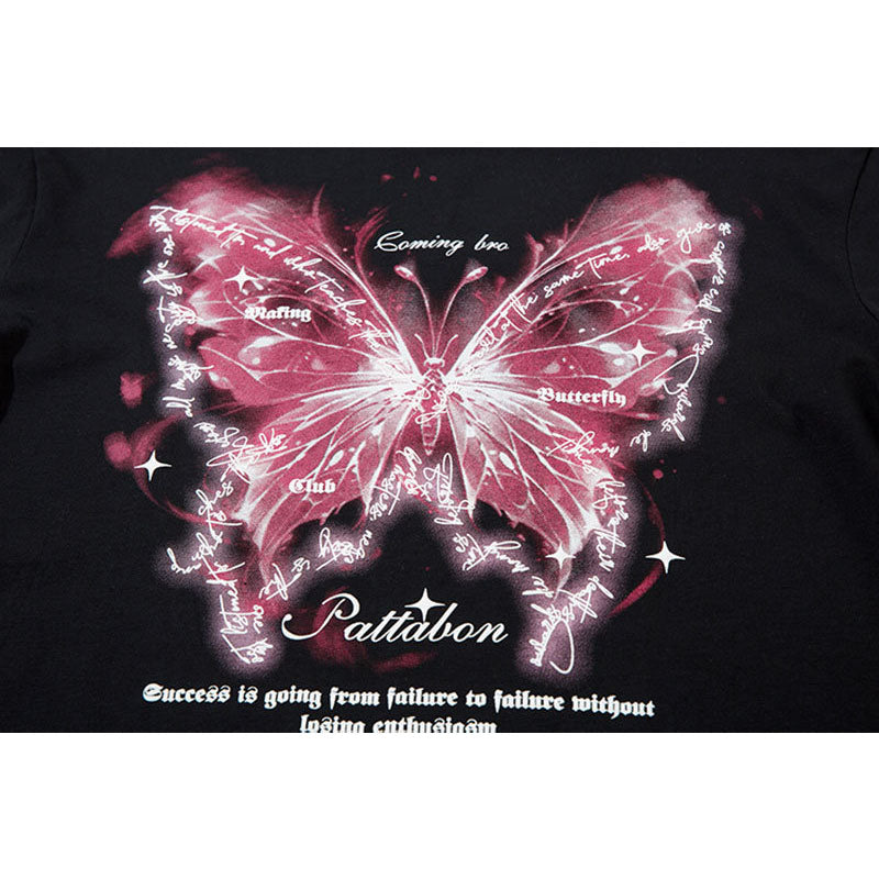 Marcas De Streetwear Butterfly Print Long Sleeve T-Shirt oversize