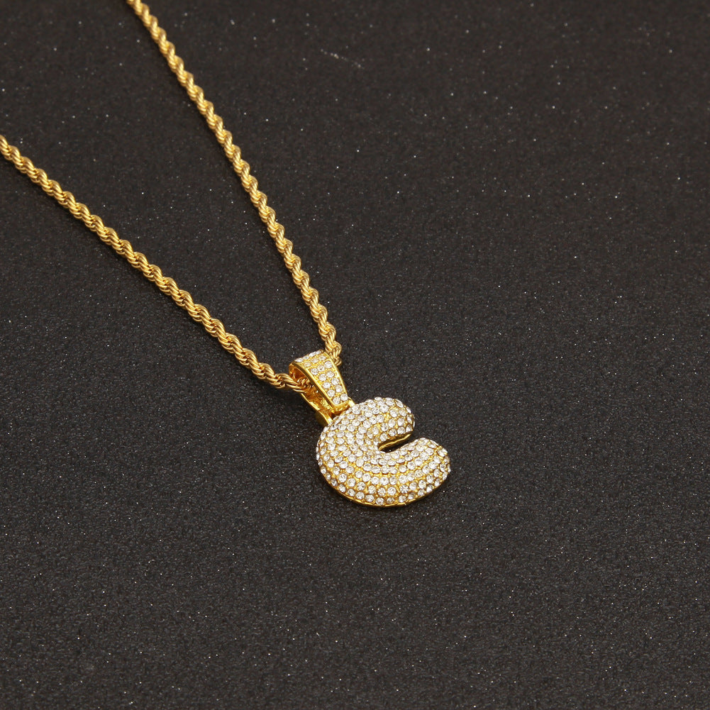 Jewelry Diamond 26 Letter Necklace Alphabet Pieces Spectrum