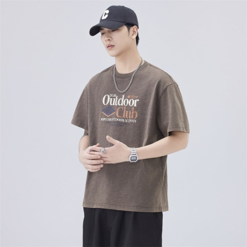 Men T-shirts Summer Short Sleeve Vintage Loose Top
