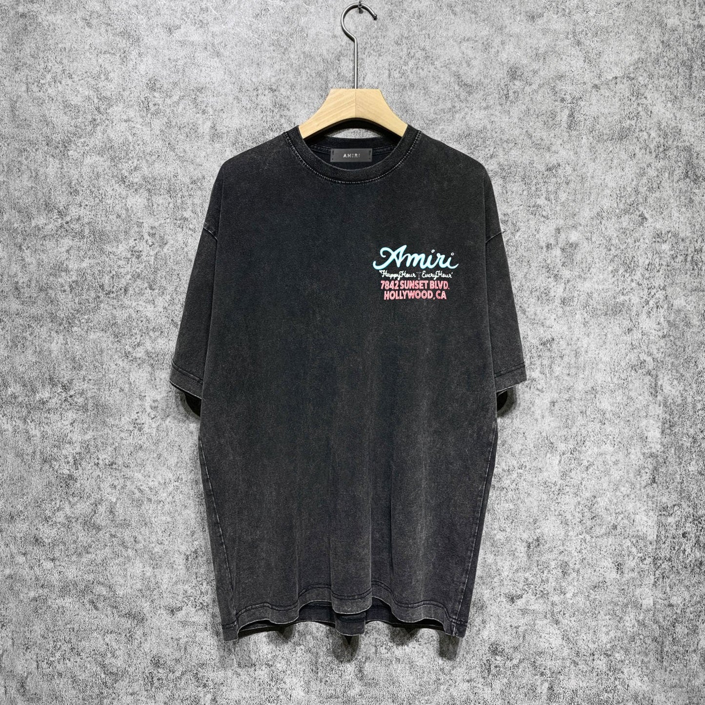 Amiri washed t-shirt wine glass letterprinting short sleeves