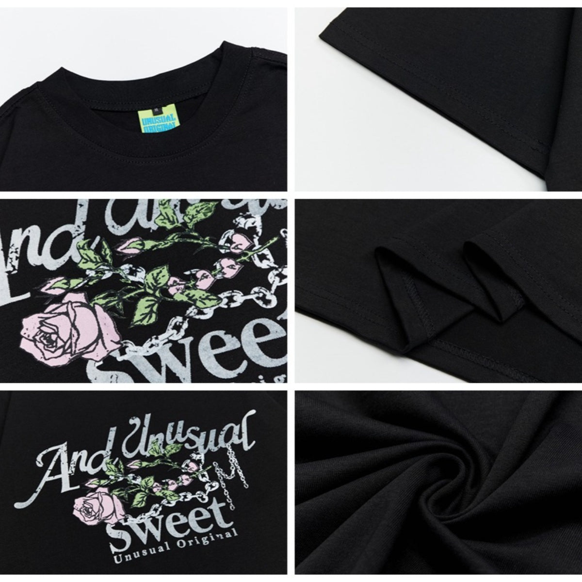 90s West Coast Hip Hop Fashion T-Shirts Summer Rose Letter Print Short Sleeve T-Shirt