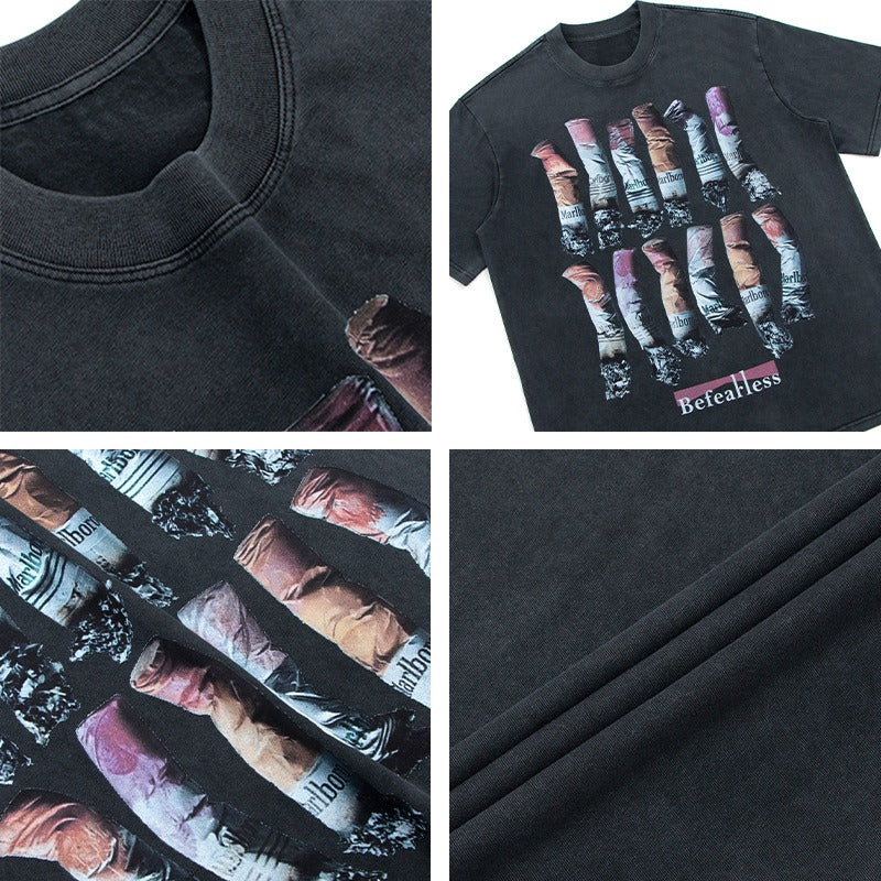 80s And 90s Vintage T Shirts Vintage Washing Water Old Printed Short Sleeve T-Shirts