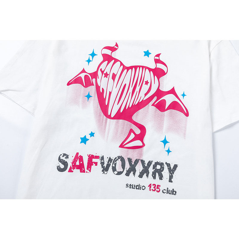 Vintage Tišö Rt Vintage Love Printed Short Sleeve T-Shirt Loose Top