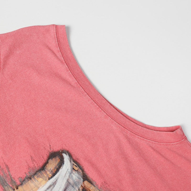 Vintage Usa Shirt Vintage Tank Summer Loose T-Shirt