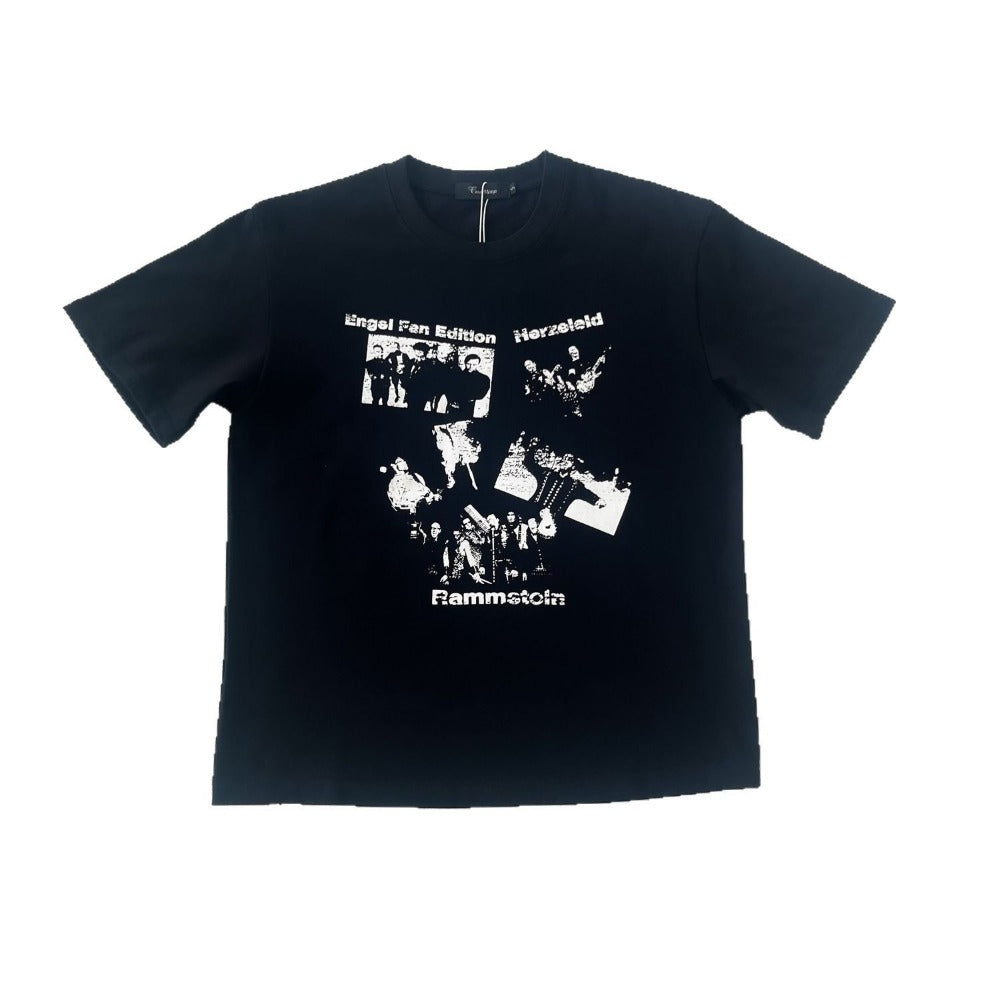Streetwear Eua t shirt Rammstein chariot band do old print crew neck boxy short sleeve t-shirt