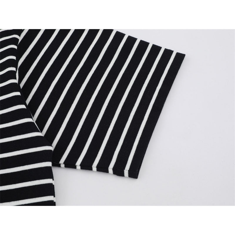 Hip Hop Shirts For Boys Black & White Striped Short Sleeve T-Shirt