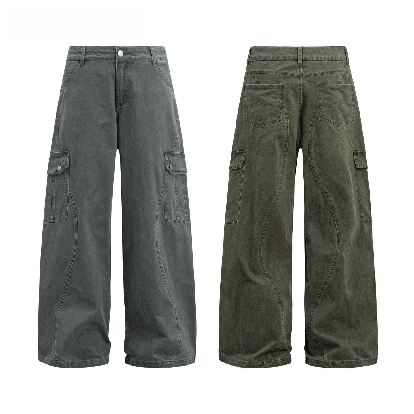 Hip Hop Pants For Boys Vintage Washing Old Loose Straight Overalls Casual Trousers