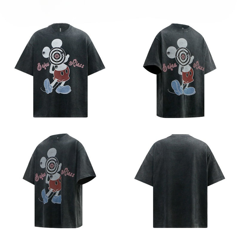 80s And 90s Vintage T Shirts Vintage Washing Water Old Fun Cartoon Short Sleeve T-Shirts