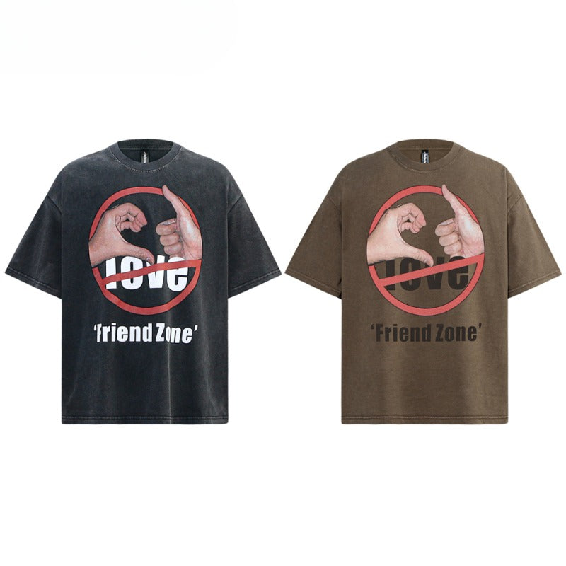 80s And 90s Vintage T Shirts Summer Vintage Washing Old Prohibited Spoofing Short Sleeve T-Shirts