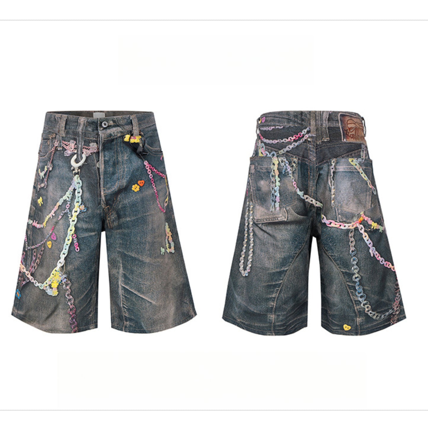 Rock Revival Jeans Hip Hop Printed Jeans Denim Shorts