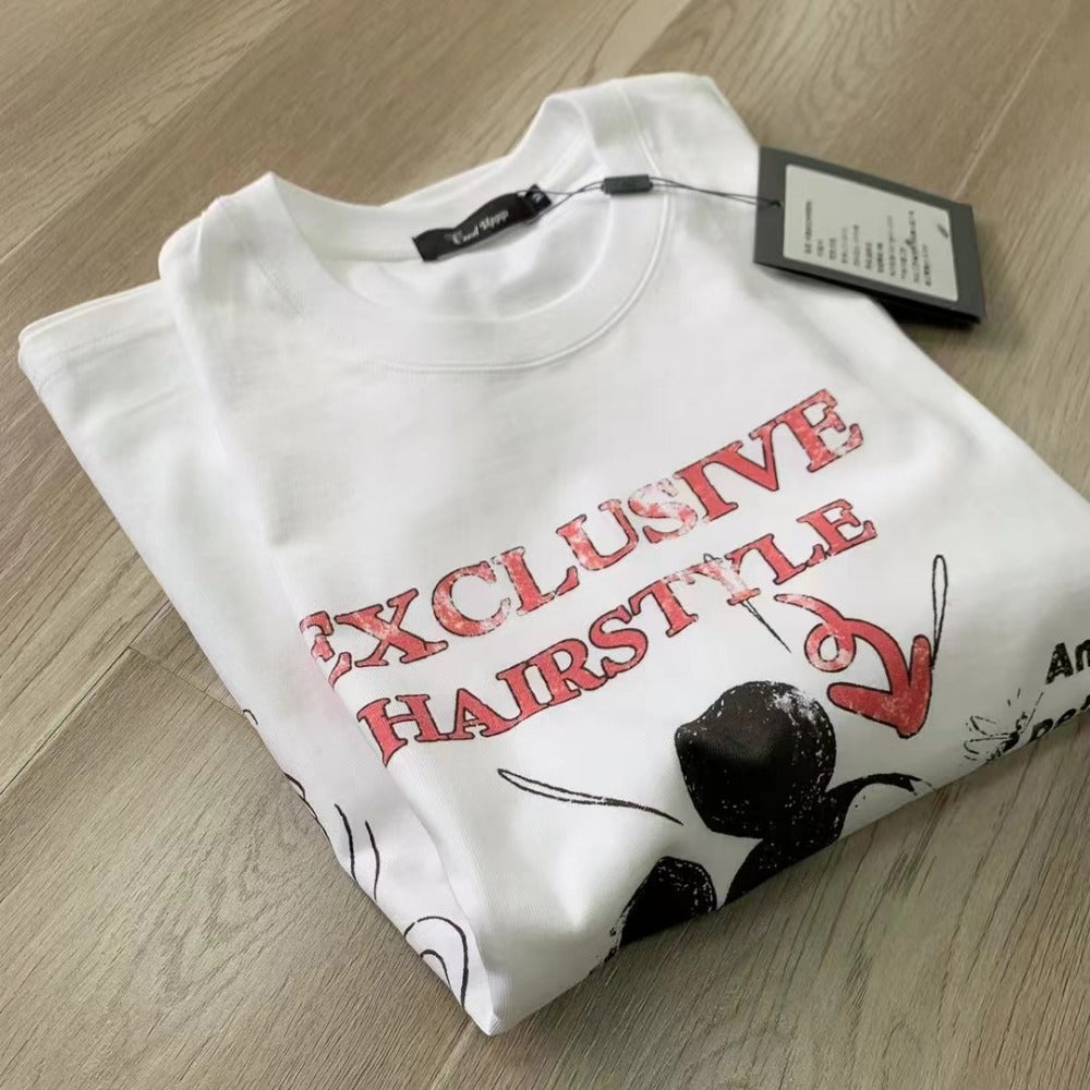 Streetwear Eua t shirt cartoon Mickey print old retro men and women couple short sleeve t-shirt