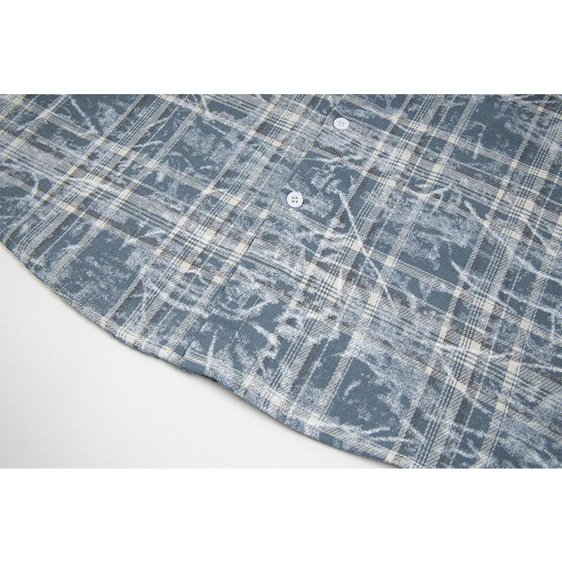 Marcas De Streetwear cleanfit tie-dye plaid short-sleeved shirt