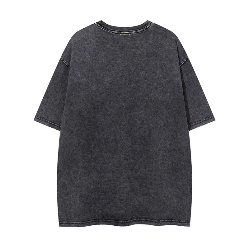Y2K mens shirt washed network offset cloth embroidery T-shirt