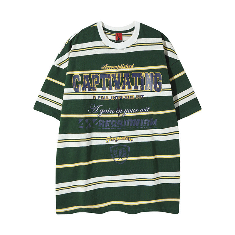 Y2K mens shirt short sleeve t-shirt loose casual