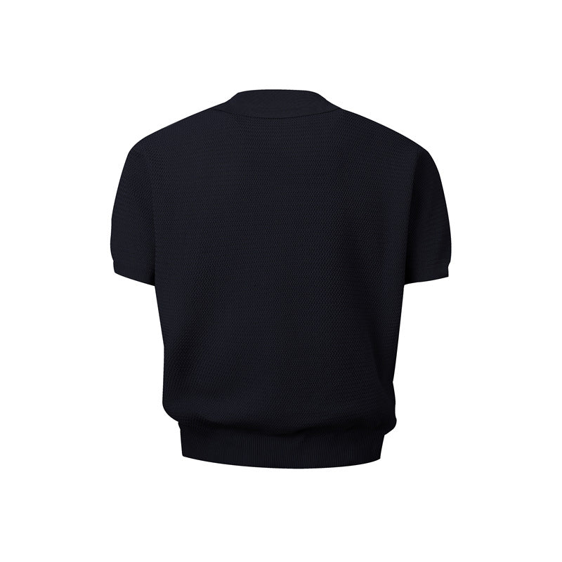 Casual Street Wear Lapel Knitted Polo Shirt T-Shirt