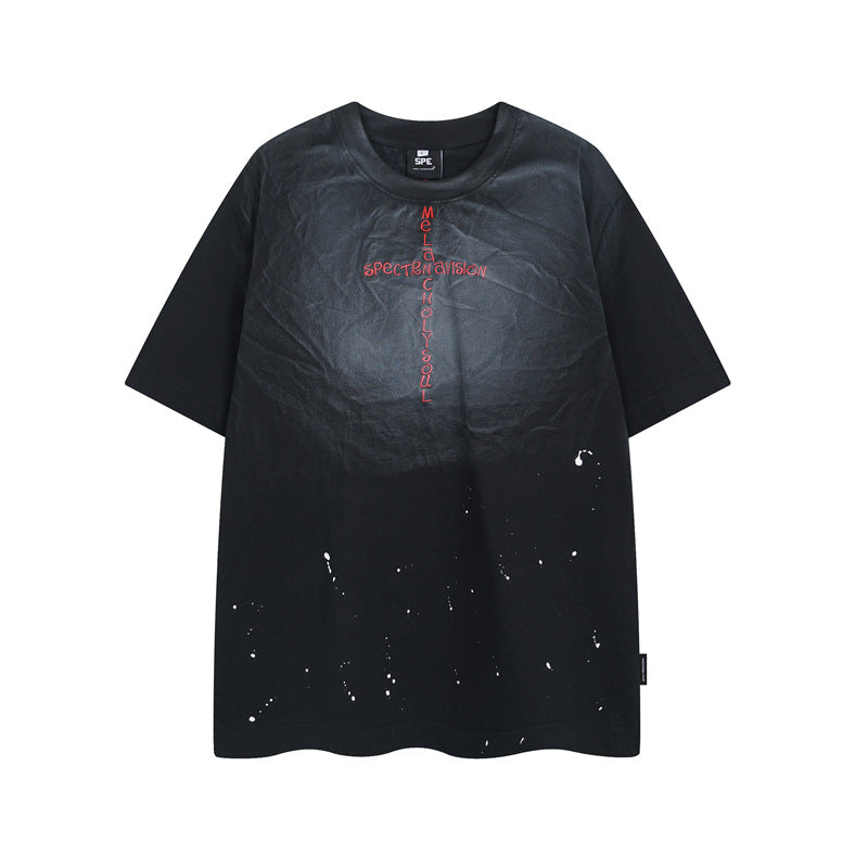 Y2K mens shirt old loose vintage washed short sleeve T-shirt