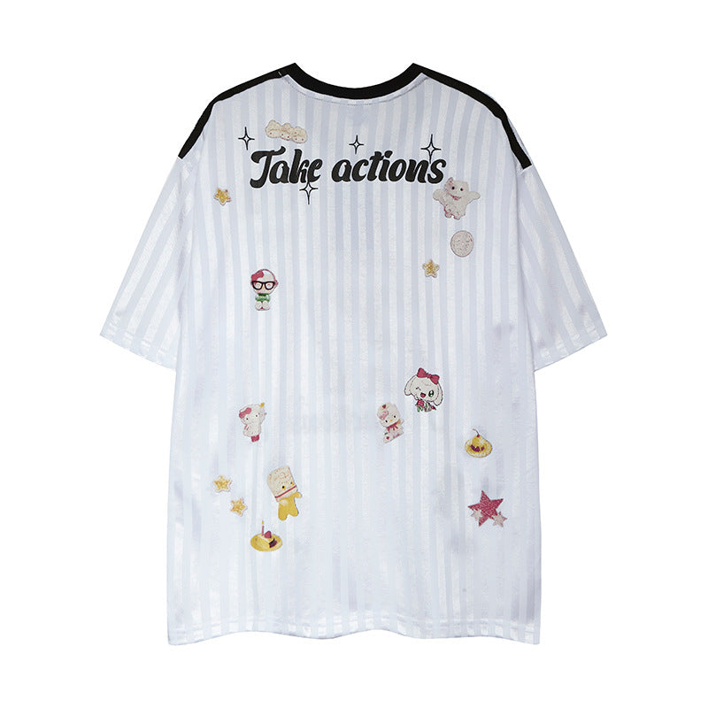 Nyc 1990 Shirt Short Sleeve V-Neck Loose Jersey Top