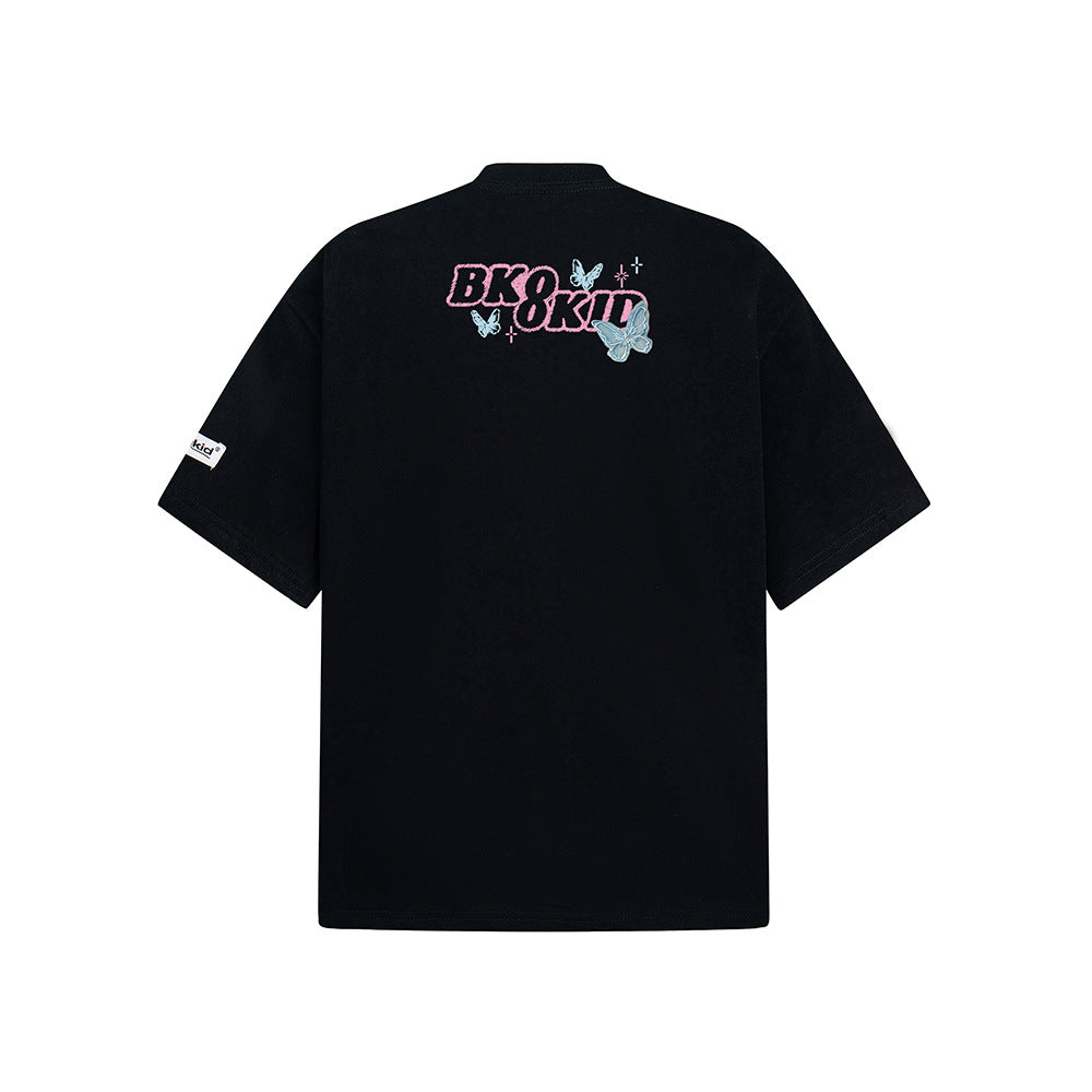 Hip Hop Shirts For Boys Vintage Butterfly Short Sleeve T-Shirt Summer Oversize Casual Top