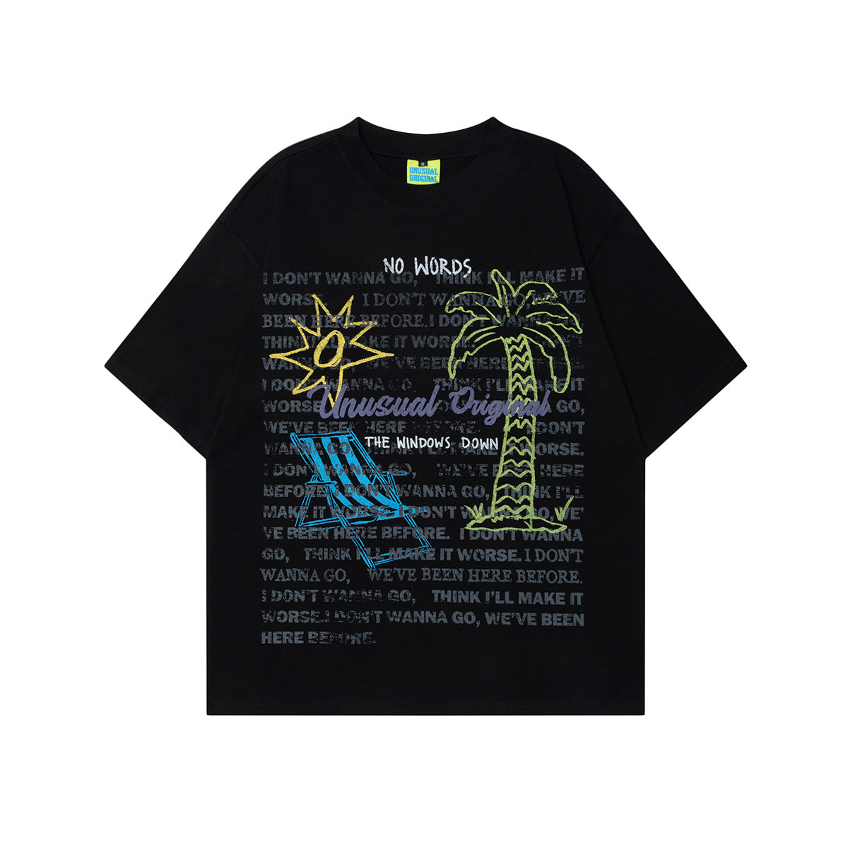 90s West Coast Hip Hop Fashion T Shirts Summer Seaside Vacation Creative Graffiti Printed Loose Short Sleeve T-Shirt
