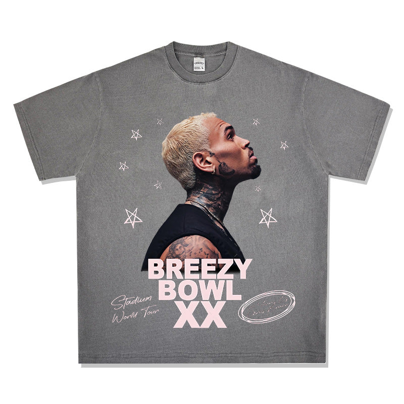 New york hip hop shop vintage hip hop Chris Brown print short sleeve t-shirt