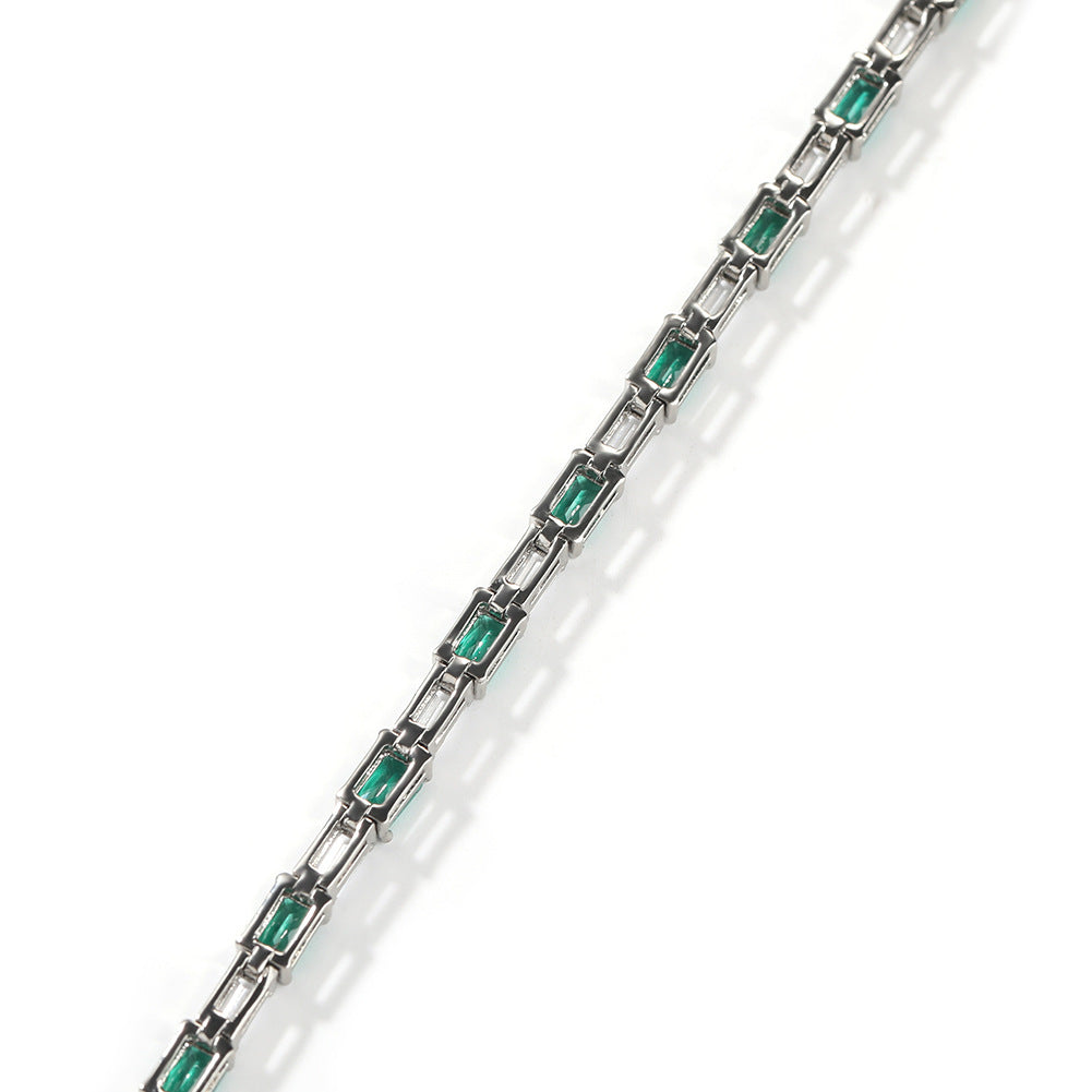 Bracelet Hip Hop Jewelry Copper Set 5A Zircon Tennis Chain Emerald Royalty Spectrum St. Valentine's