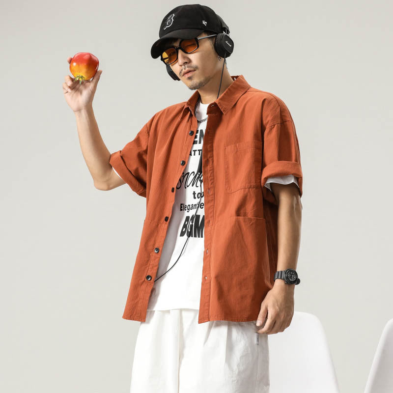 Men T-shirts Short Sleeve Shirt Summer Loose Vintage Top
