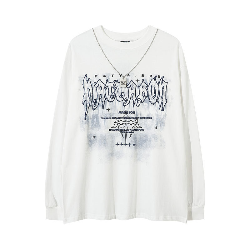 Marcas De Streetwear Pentagram Necklace Long Sleeve T-Shirt Casual Loose Casual Top