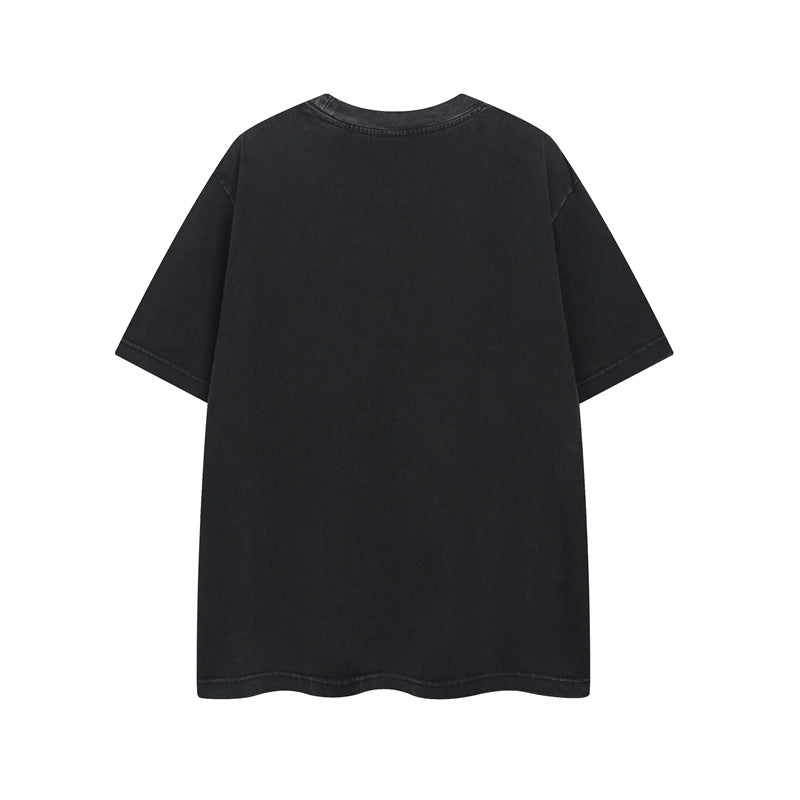 Y2k mens shirt retro blur character washed old short sleeve T-shirt
