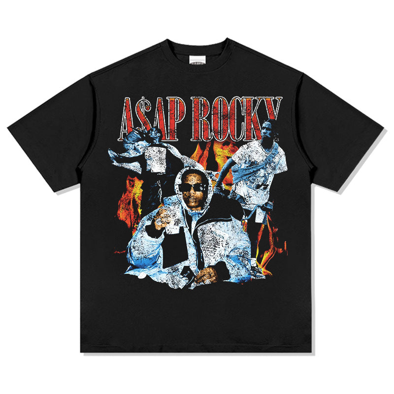 Streetwear masculino ASAP A $AP ROCKY hip hop t-shirt short sleeve