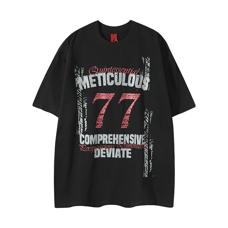 New York Hip Hop Style Butterfly Graffiti Letter Crew Neck Short Sleeve T-Shirt
