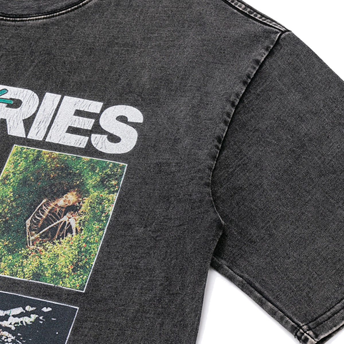 Retro Style Shirt For Men Summer Vintage Skull Print Washed Short Sleeve T-Shirt