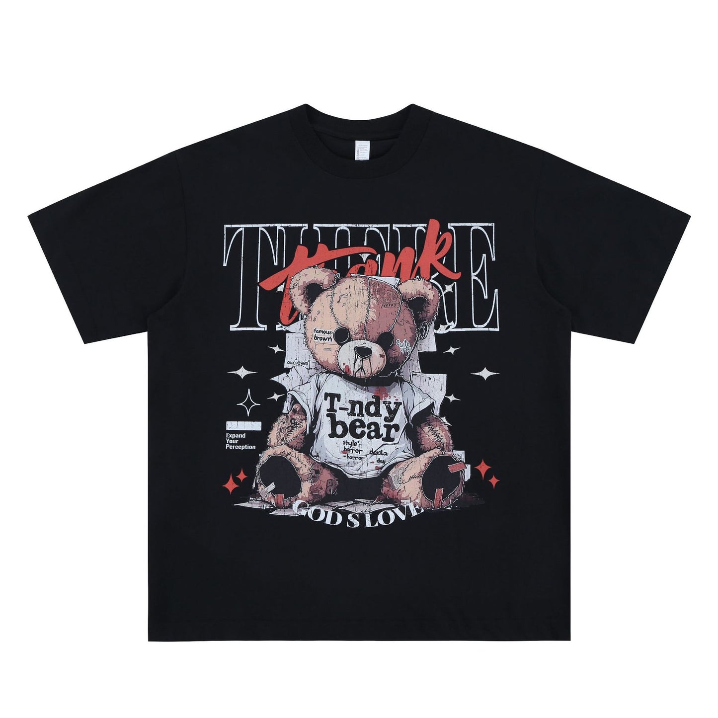 Vintage College Shirts Vintage Bear Print Summer Short Sleeve T-Shirt