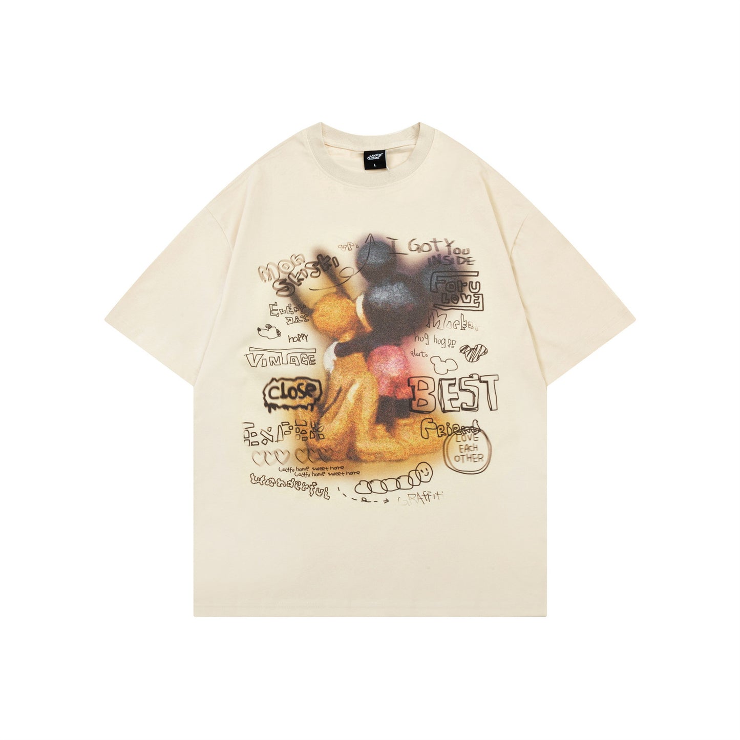 Distorted vintage blur blur mickey back short sleeve t-shirt
