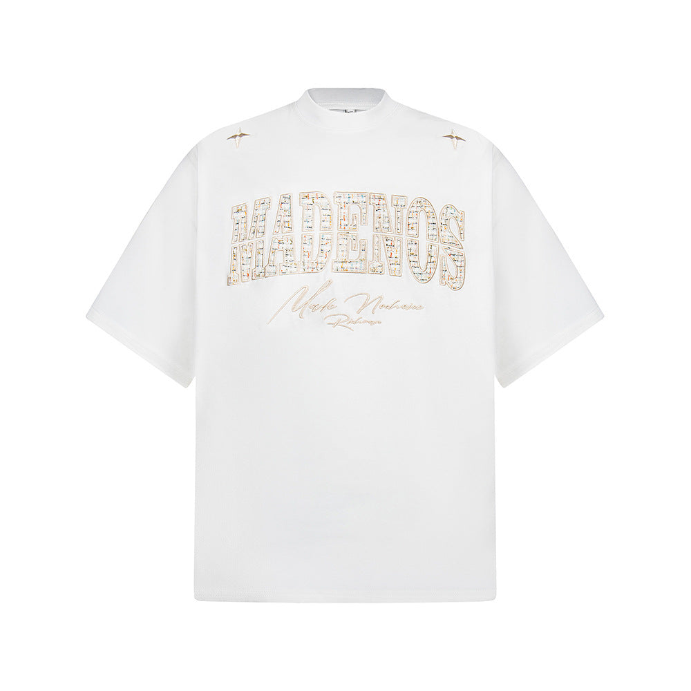 Hip Hop Clothes New York Crew Neck T-Shirt Embroidery Loose Casual