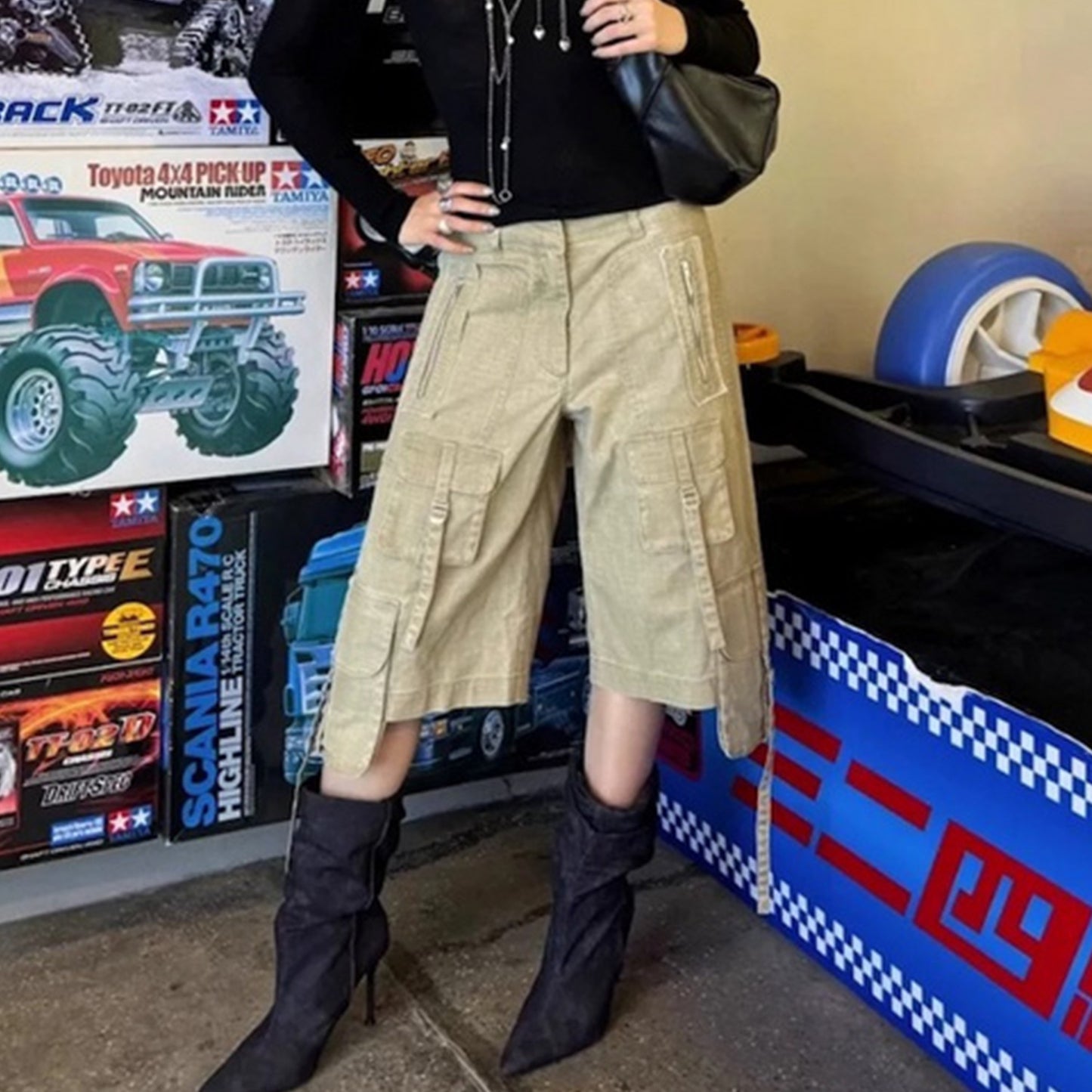 Rock Revival Jeans Chateau Zip Pocket Overalls Casual Shorts