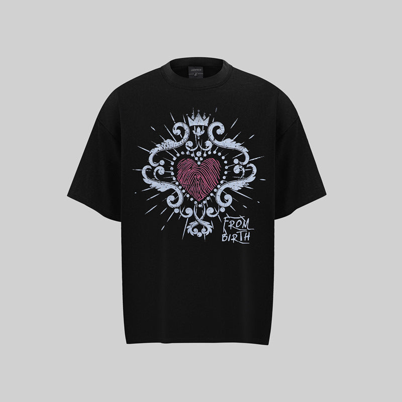 Camisas Retros Love Around Printed Short Sleeve T-Shirt