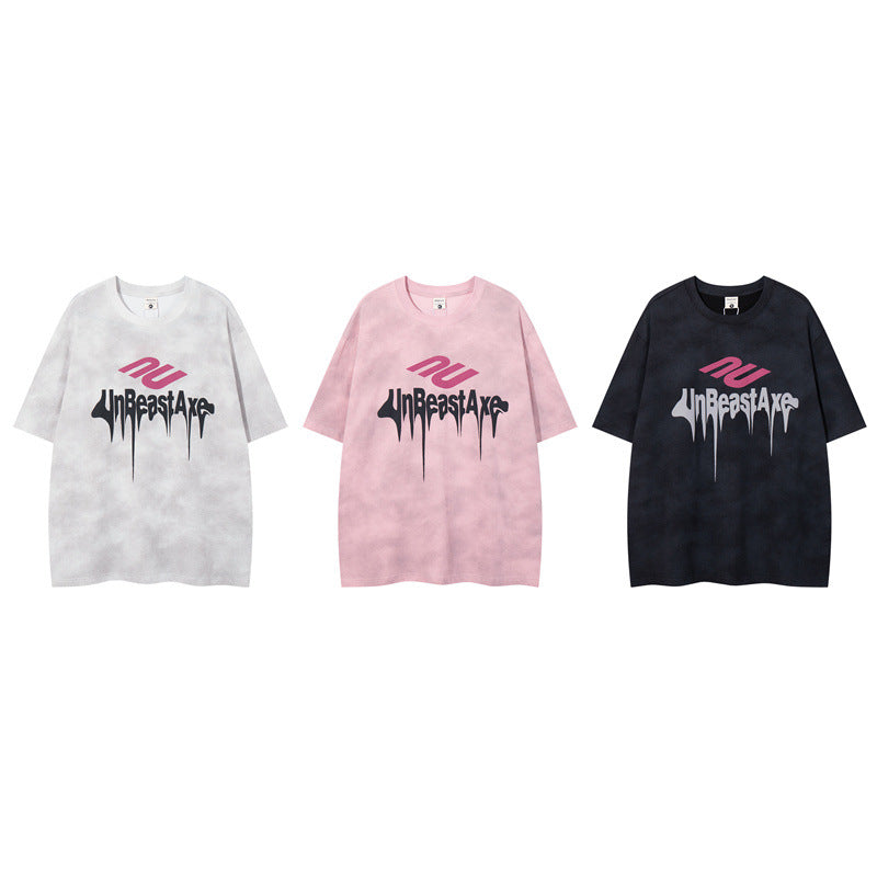 Y2K mens shirt crew neck art letter T-shirt