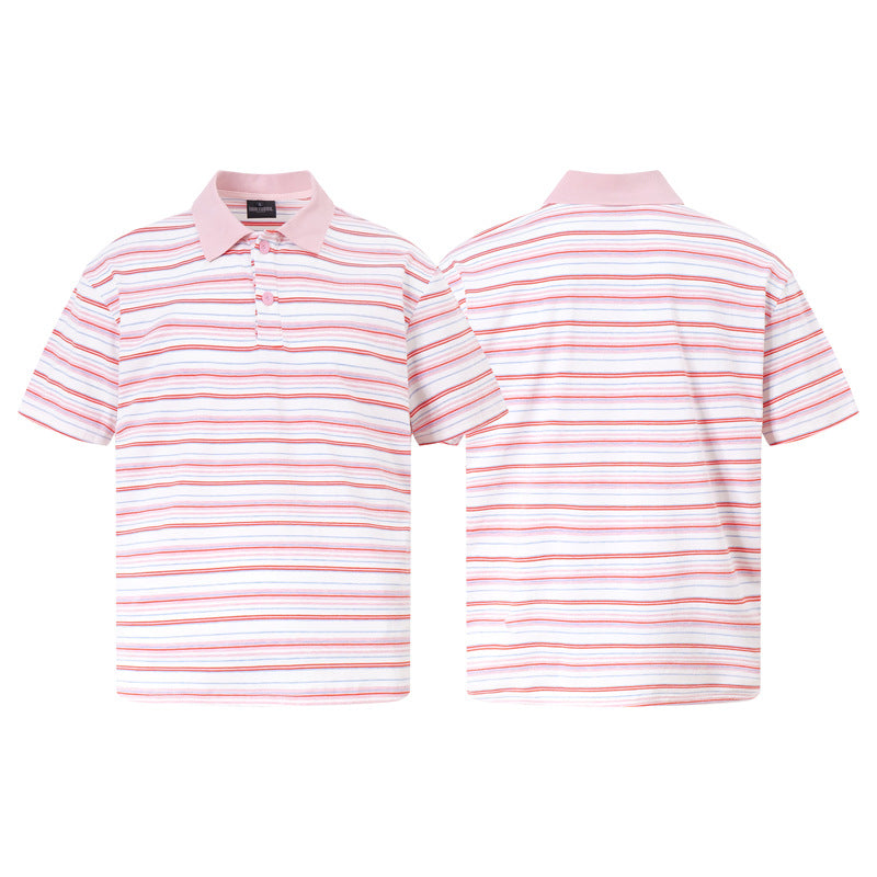 Stone Wash T shirt Summer Short Sleeve T-Shirt Lapel Polo Shirt Top
