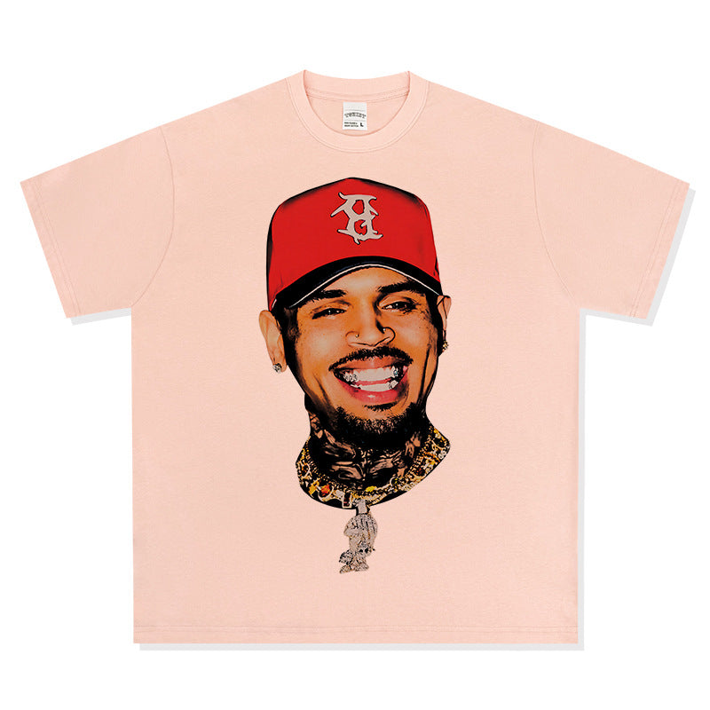 New york hip hop shop vintage chris crown print short sleeve t-shirt