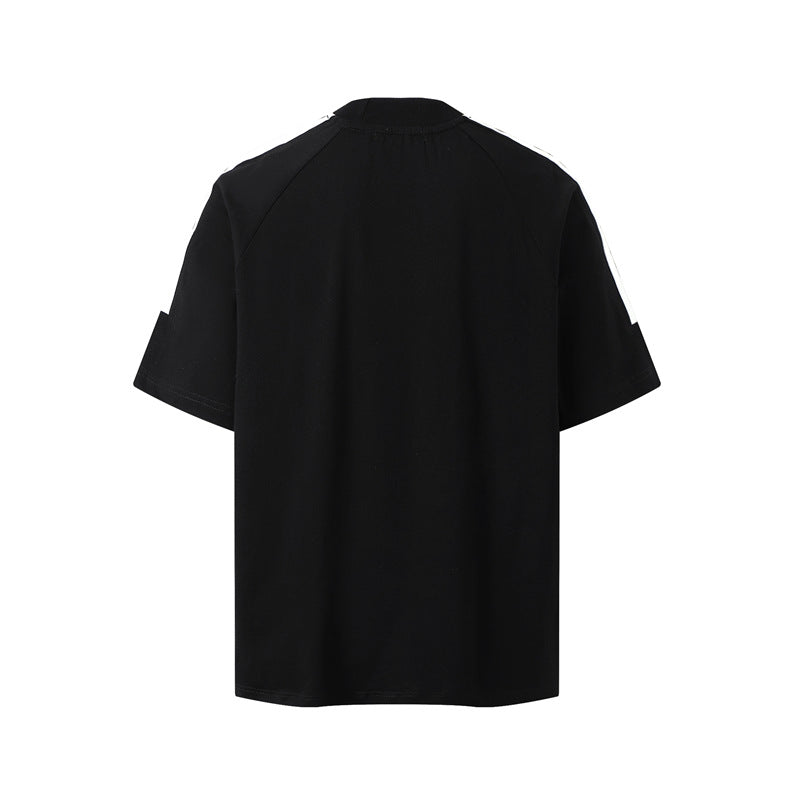 Casual Street Wear Vintage Striped Sports Top Short Sleeve T-Shirt