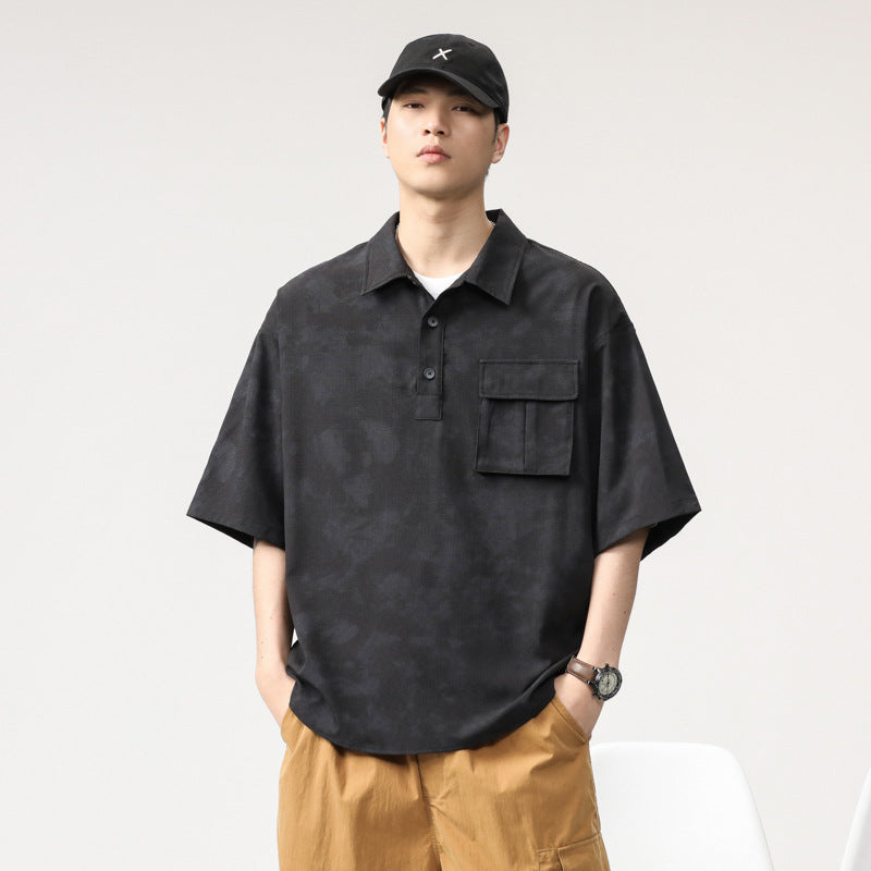 Mens T-shirts Summer Pocket Print Short Sleeves