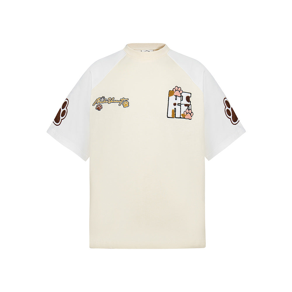 Nostalgia T Shirts Vintage Crew Neck Embroidered Short Sleeve T-Shirt